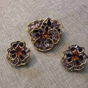 Nolan Miller Gold and Purple Brooch Set